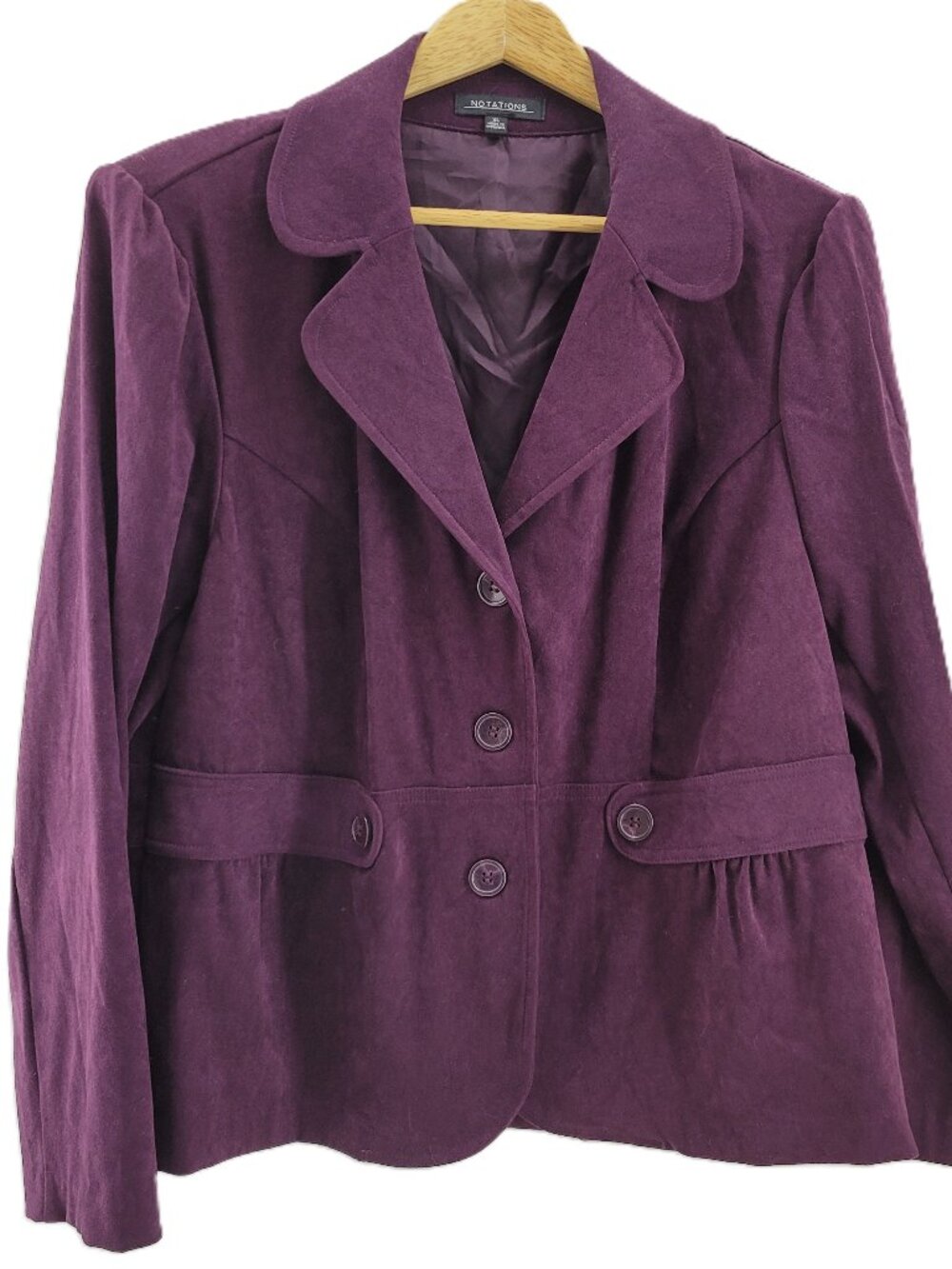 Y2K Vintage 3 Button Peplum Blazer Womens XL Plum Faux Micro Suede Boho Stunning